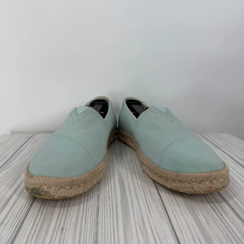 TOMS Alpargata Rope Espadrille Mint Green Textile Slip On Flats Womens Size 9.5
